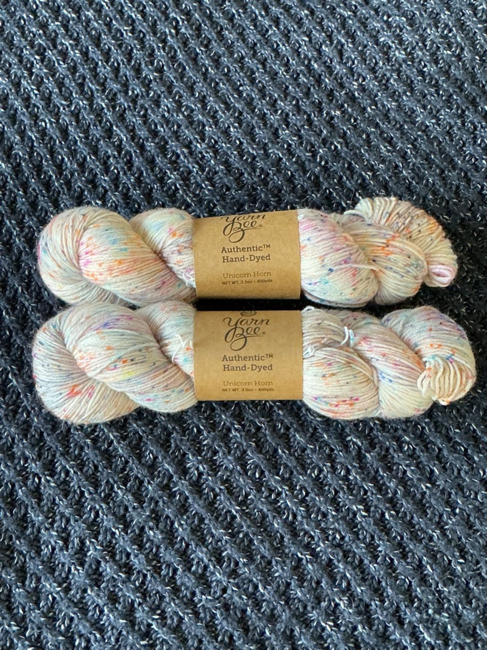 Yarn Bee Authentic Hand-Dyed 'Unicorn Horn' Speckled Cream Yarn - 2 Skeins